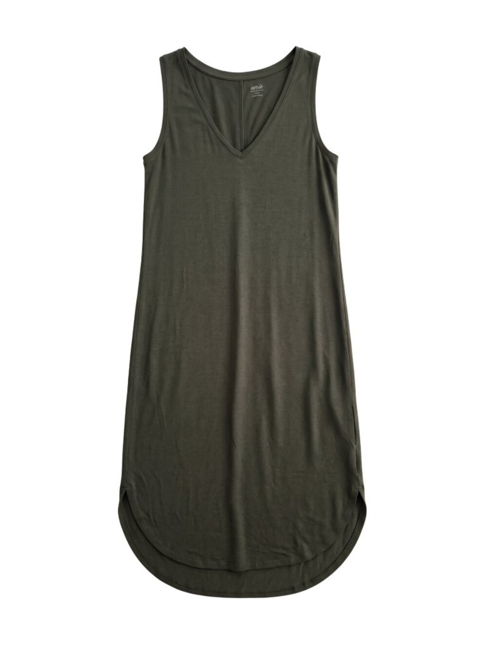 NWT | Aerie Olive Green V-Neck Sleeveless Shift Midi Dress Small